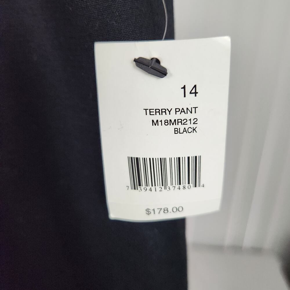 Tahari Terry Pant Trousers Slacks Mid Rise Flared Leg Black Women's Size 14 New - Picture 8 of 11